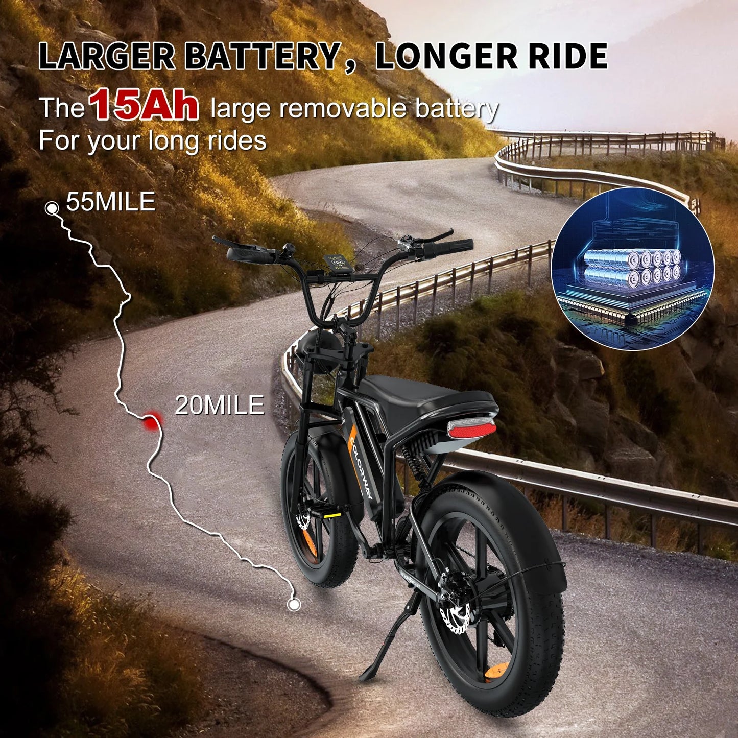 750W Electric Bike for Adults,20X4.0 Fat Tire Off-Road E Bike,48V/15Ah Battery Snow Beach Mountain Bike for Outdoor Cycling E Bike UL2849