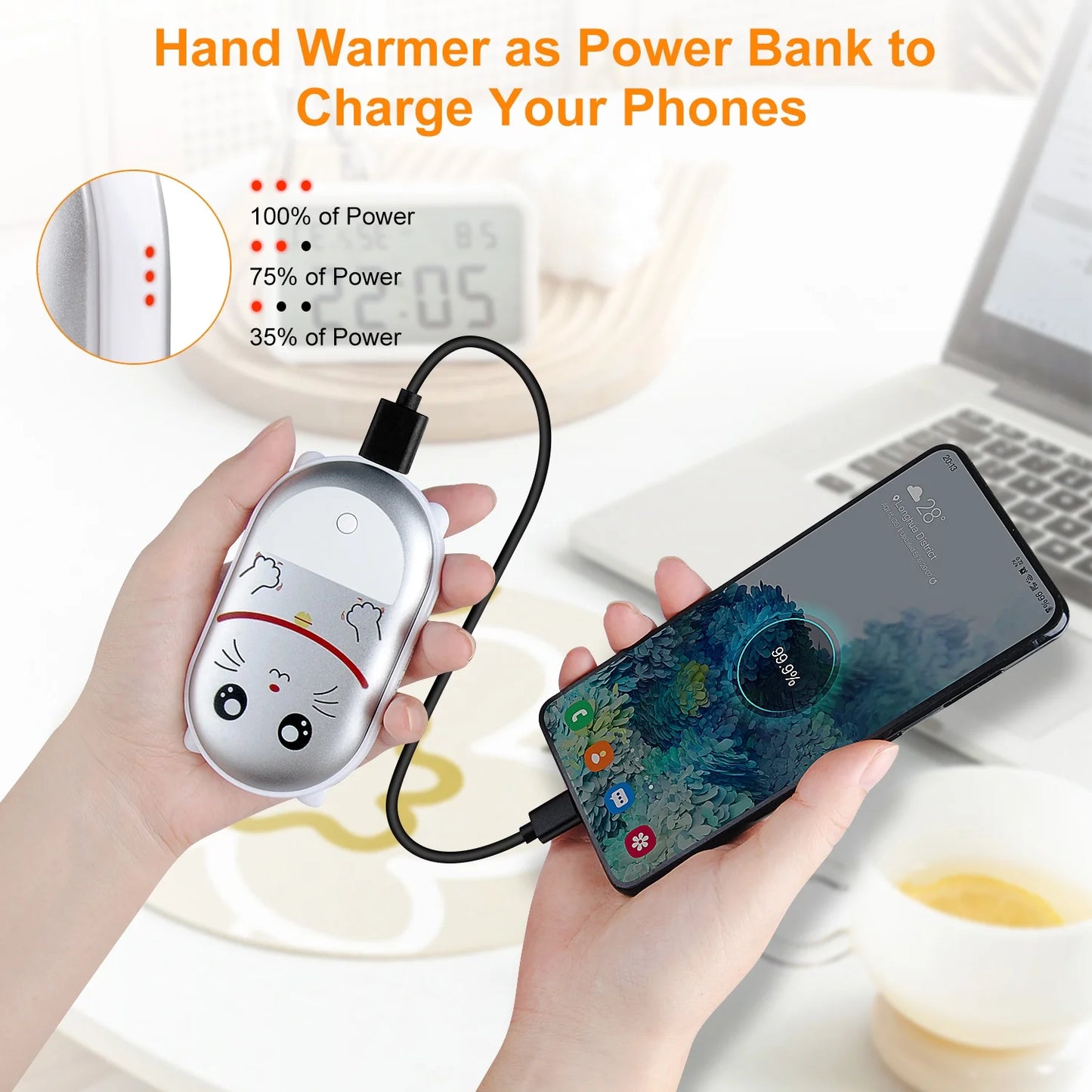 10000Mah Hand Warmers Rechargeable,Portable Pocket Hand Warmer USB Electric Hand Heater Power Bank Reusable Hand Warmer Heater Double-Sided Hot Handwarmer Best Winter Gift for Warm Men Women Outdoor