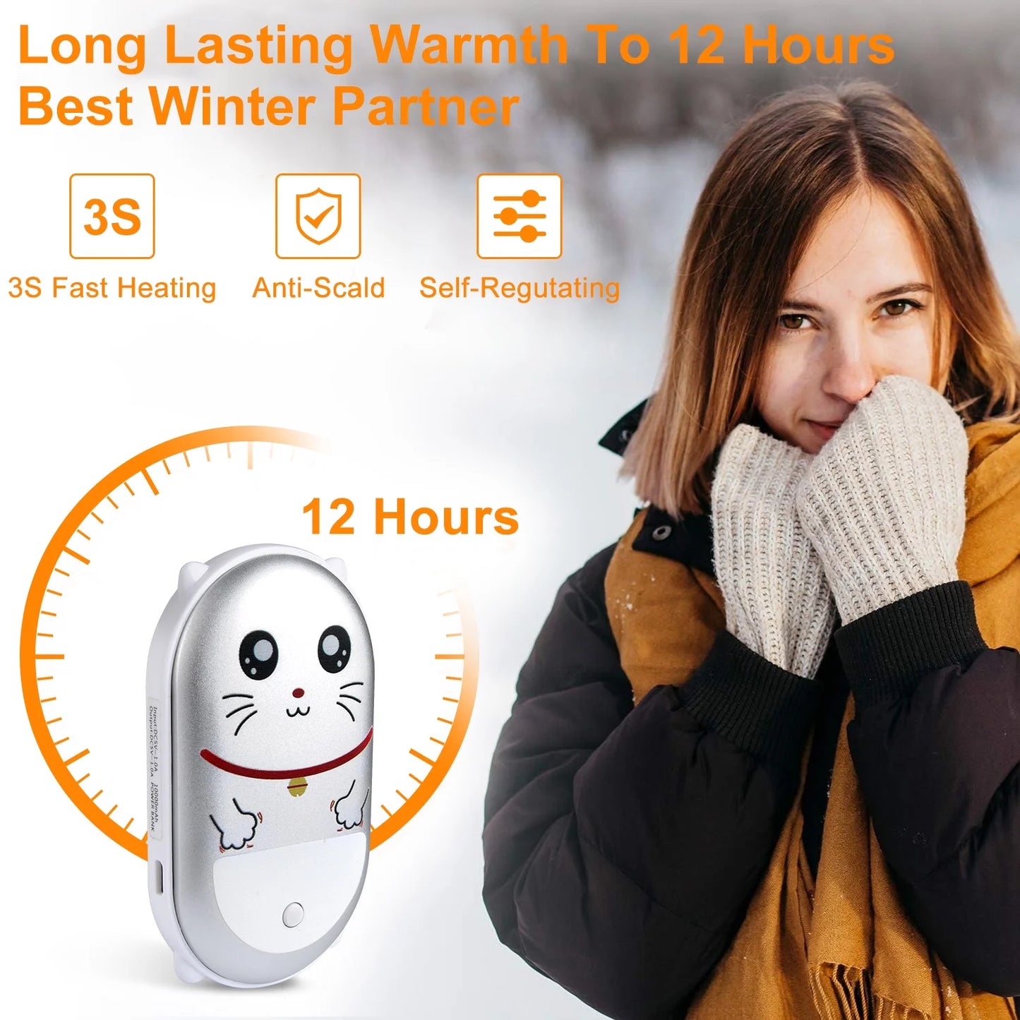 10000Mah Hand Warmers Rechargeable,Portable Pocket Hand Warmer USB Electric Hand Heater Power Bank Reusable Hand Warmer Heater Double-Sided Hot Handwarmer Best Winter Gift for Warm Men Women Outdoor