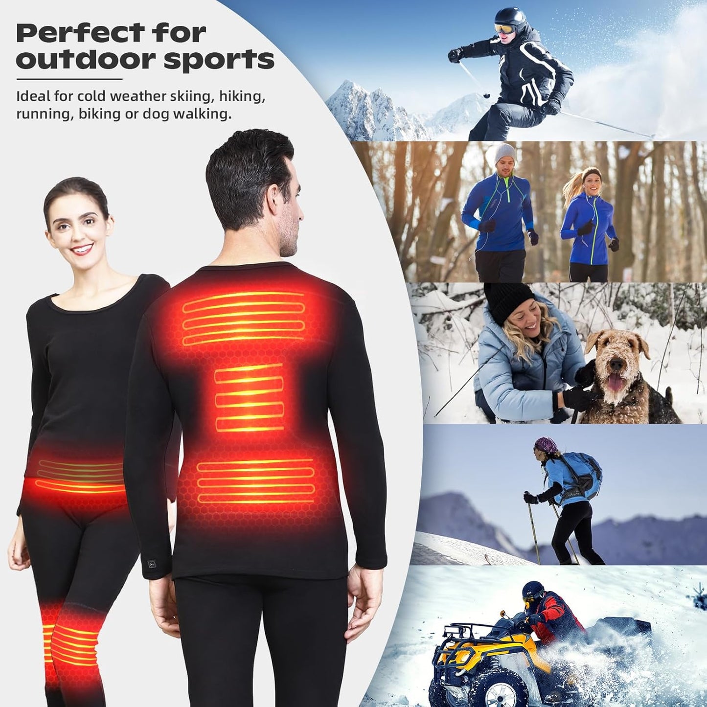 Heated Thermal Underwear Top + Heated Pant for Women