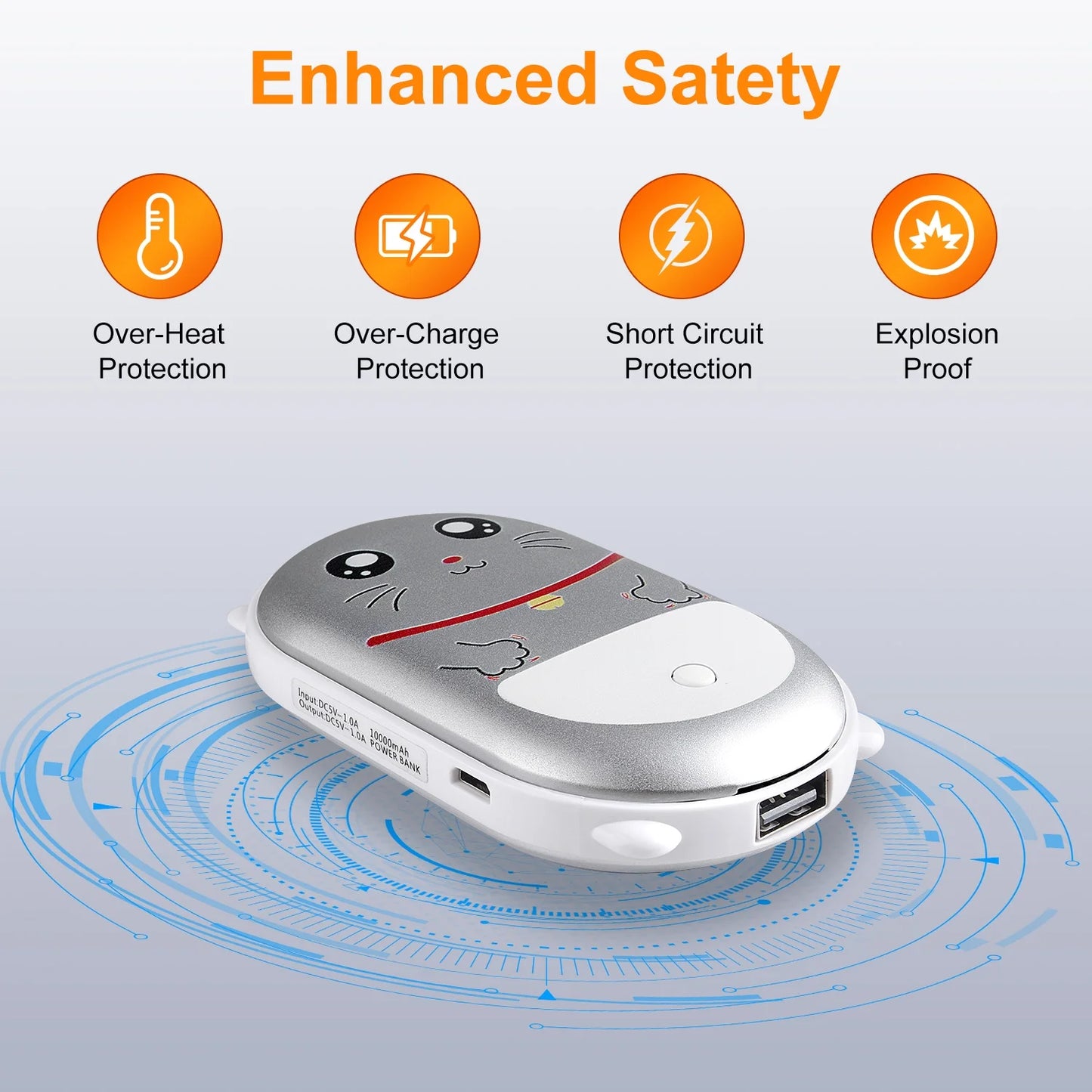 10000Mah Hand Warmers Rechargeable,Portable Pocket Hand Warmer USB Electric Hand Heater Power Bank Reusable Hand Warmer Heater Double-Sided Hot Handwarmer Best Winter Gift for Warm Men Women Outdoor