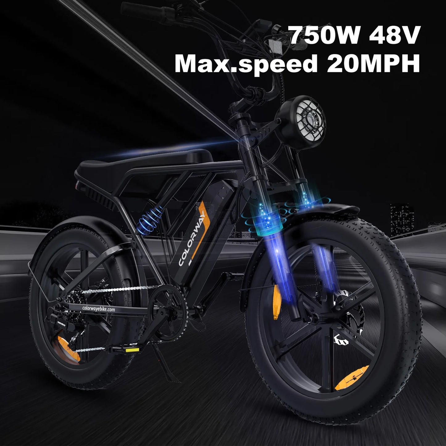 750W Electric Bike for Adults,20X4.0 Fat Tire Off-Road E Bike,48V/15Ah Battery Snow Beach Mountain Bike for Outdoor Cycling E Bike UL2849