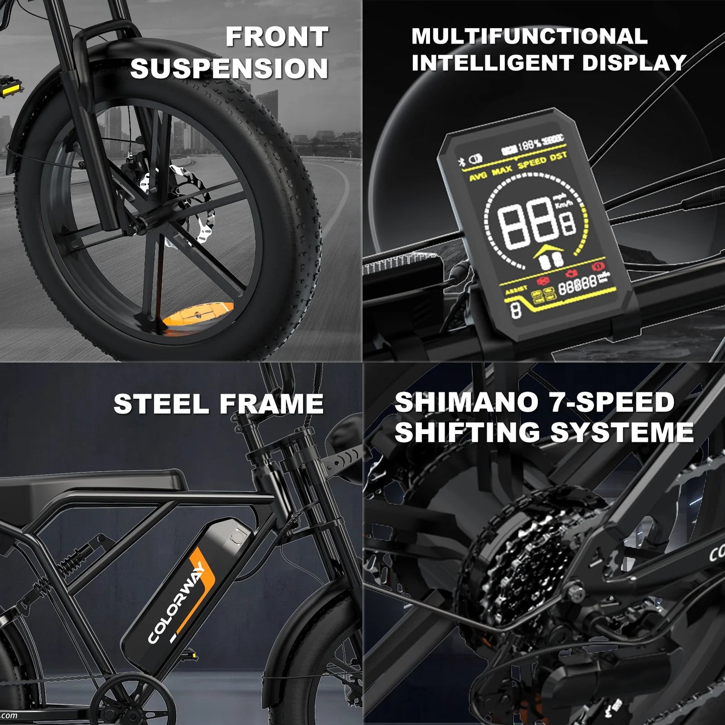 750W Electric Bike for Adults,20X4.0 Fat Tire Off-Road E Bike,48V/15Ah Battery Snow Beach Mountain Bike for Outdoor Cycling E Bike UL2849