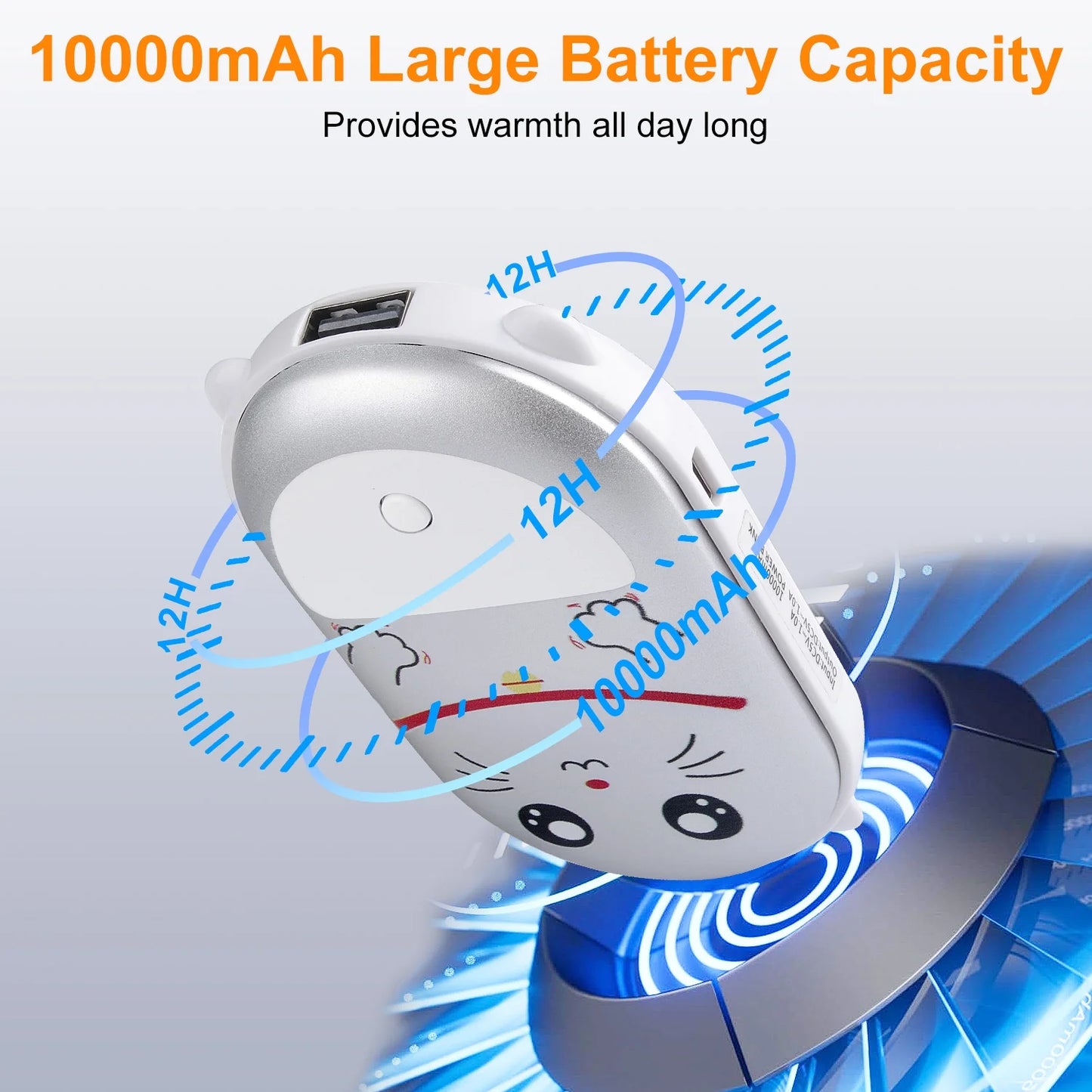 10000Mah Hand Warmers Rechargeable,Portable Pocket Hand Warmer USB Electric Hand Heater Power Bank Reusable Hand Warmer Heater Double-Sided Hot Handwarmer Best Winter Gift for Warm Men Women Outdoor