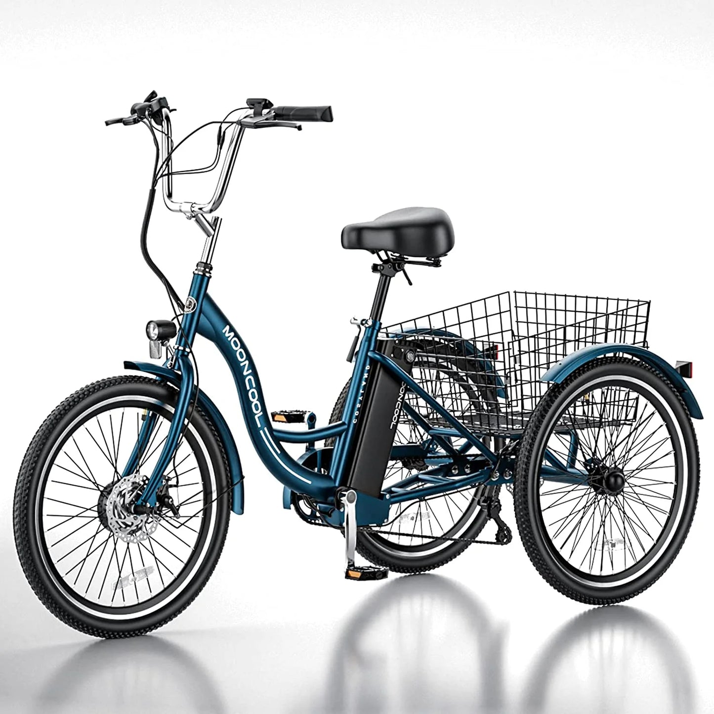 Electric Tricycle, 350W 36V 24 Inches 7 Speeds 3 Wheels Electric Bikes for Adults, Motorized Electric Trike Three Wheel Electric Bicycle
