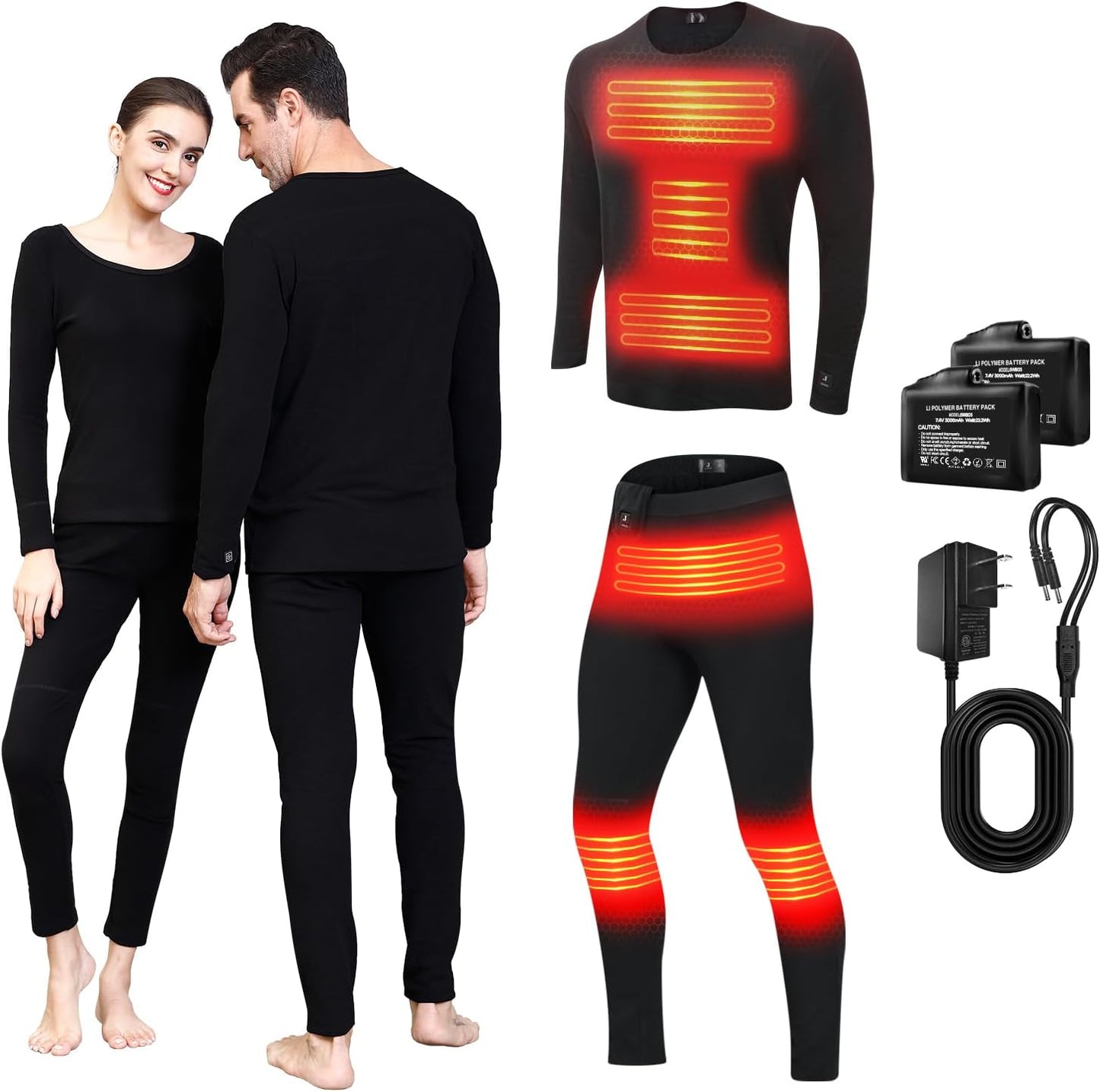 Heated Thermal Underwear Top + Heated Pant for Women