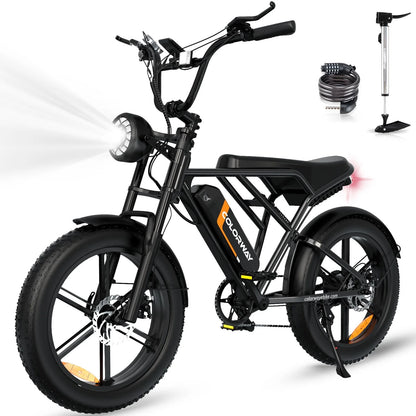 750W Electric Bike for Adults,20X4.0 Fat Tire Off-Road E Bike,48V/15Ah Battery Snow Beach Mountain Bike for Outdoor Cycling E Bike UL2849