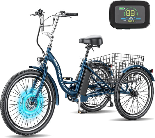 Electric Tricycle, 350W 36V 24 Inches 7 Speeds 3 Wheels Electric Bikes for Adults, Motorized Electric Trike Three Wheel Electric Bicycle