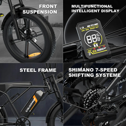 750W Electric Bike for Adults,20X4.0 Fat Tire Off-Road E Bike,48V/15Ah Battery Snow Beach Mountain Bike for Outdoor Cycling E Bike UL2849
