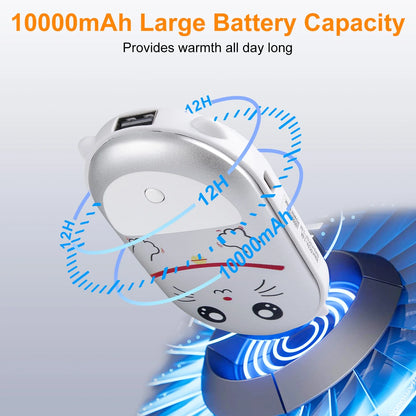 10000Mah Hand Warmers Rechargeable,Portable Pocket Hand Warmer USB Electric Hand Heater Power Bank Reusable Hand Warmer Heater Double-Sided Hot Handwarmer Best Winter Gift for Warm Men Women Outdoor