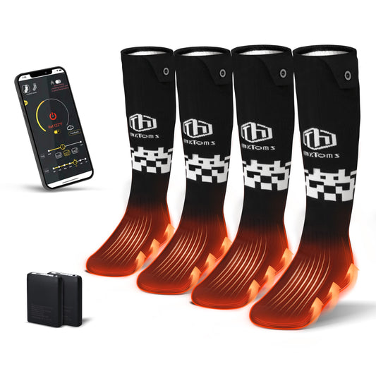 Electric Heated Socks for Men Women, 5000Mah Rechargeable Battery Heating Socks with App Control, Outdoor Skiing Hunting Riding Camping Hiking Warming Winter Socks 2 Pairs L