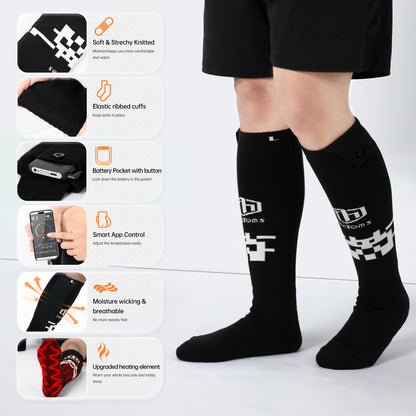 Electric Heated Socks for Men Women, 5000Mah Rechargeable Battery Heating Socks with App Control, Outdoor Skiing Hunting Riding Camping Hiking Warming Winter Socks 2 Pairs L