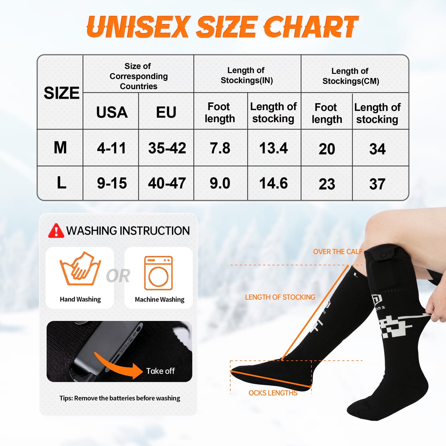 Electric Heated Socks for Men Women, 5000Mah Rechargeable Battery Heating Socks with App Control, Outdoor Skiing Hunting Riding Camping Hiking Warming Winter Socks 2 Pairs L