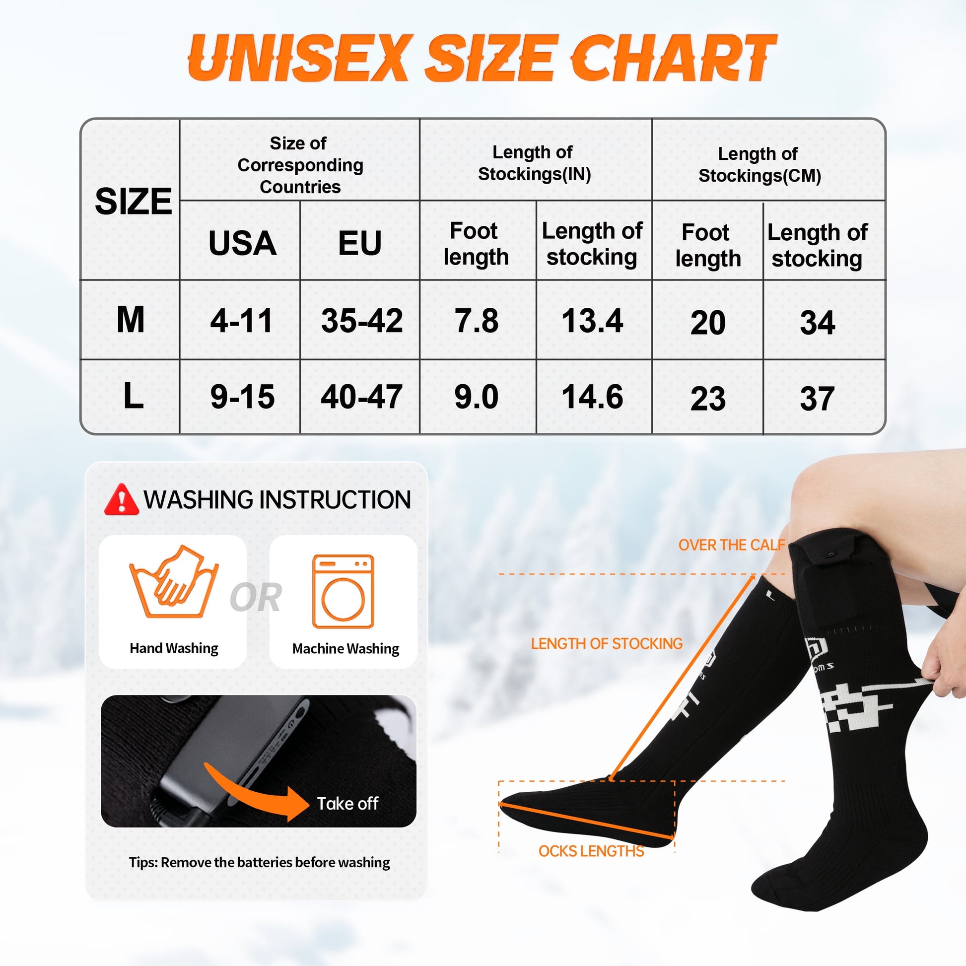 Electric Heated Socks for Men Women, 5000Mah Rechargeable Battery Heating Socks with App Control, Outdoor Skiing Hunting Riding Camping Hiking Warming Winter Socks 2 Pairs L